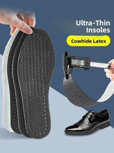 ZUYINBULUO | Leather Insoles Absorbent Anti-Odor Thin Slip-Resistant Latex Mens Summer Breathable