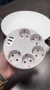 Cilia | 5 in 1,EU Socket,Power Strip rounded,Reel trough,with Switch1.5M Extension CordCE certification16A3680WFor EU Country