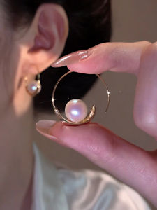 European and American Pearls Big Circle Decorative Earrings Fashion Female Elegant Earrings Fancy Earrings 2023 New Arrival Best Selling Thin