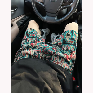 Quần Short in Họa Tiết Graffiti Phong Cách Mỹ Cổ Điển Cho Nam Mùa Hè Mỏng Quần Hawaii Cleanfit Rộng Rãi Năm Điểm Quần
