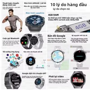 Đồng Hồ Thông Minh Mới 2025 Bộ Nhớ Lớn 32GB GPS Bluetooth Gọi Điện Xem Video Xem Album Ảnh Theo Dõi Sức Khỏe Đo Nhịp Tim Màn Hình AMOLED