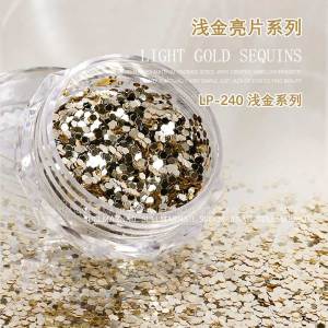 เล็บประดับเลื่อมสีทองเหลืองมินิมอลผสมสีขาวสีเหลืองทอง ไม่สม่ำเสมอ ชุดแต่งเล็บ วัสดุอื่น ๆ