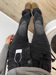 กางเกงยีนส์ทรงหลวมขาตรงสไตล์ย้อนยุคไซส์ใหญ่สำหรับผู้หญิง ฤดูใบไม้ผลิและฤดูใบไม้ร่วง ทรงเอวสูง ทรงหลวม ทรงหลวม ทรงหลวม