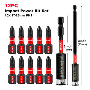 Geinxurn Impact Tough #1 Phillips 1 in. Insert Driver Bits PH1 Power Screwdriver Bits Set with Bit Holder