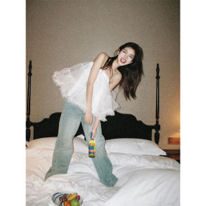 Sweet Ballet Style Off-Shoulder Lace Trim Crop Top for Young Women Summer Fashionable Versatile Pure Color Loose Fit Vest