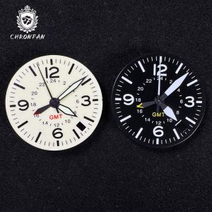 New 28.5mm Pilot SKX Watch Dial with Four Hands Luminous Features fit NH34 movement 4.8 Oclock date window Watches Accessories