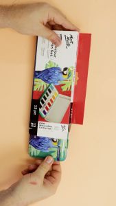 Mont Marte Signature Watercolor Full Pan Set 12 Vibrant Colors with Brush & Drawing Paper - Creative Artist Supplies