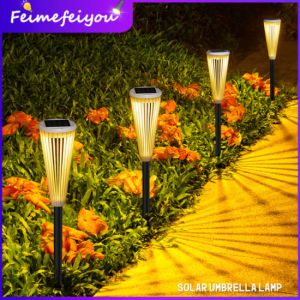 LED solar light outdoor waterproof Automatic umbrella decorative landscape garden lights warm white ground lawn lamp rechargeable for garden path courtyard walkway Landscape lighting
