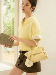 Jonbag | Oil Wax Pleated Strap Detail Casual Handbag