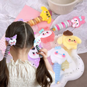Children Kawaii Sanrio Ponytail Elastic Hair Bands Rubber Hair Ties Bundle Scrunchies Telephone Wire Hair Accessories Headband