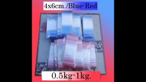 ถุงพลาสติค ซิปล็อก แถบขาว/น้ำเงิน แถบขาว/แดง ขนาด 4x6 ซม. ใช้ใส่เครื่องประดับ เพชร พลอย ธนบัตร แสตมป์