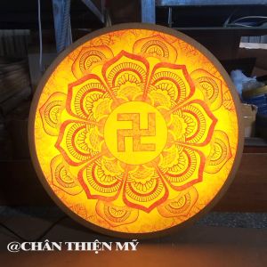 Đèn Hào Quang Thờ Phật In Trúc Chỉ Mandala Chữ Phúc Trang Trí Bàn Thờ Treo Tượng Phật CTC-HQ-03