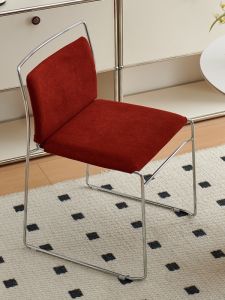 Modern Home Use Dining Chair Designer Creative Back Chair Coffee Shop Study Room Chair Stackable Metal Frame Fabric Seat