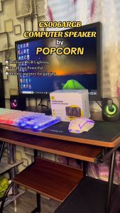 Popcorn Mini Speaker Computer Soundbox with 3.5mm Stereo Jack Colorful RGB DESKTOP SPEAKER 3D Surround Shocking Bass Boost Compatibile For Pc/Laptop/Psp