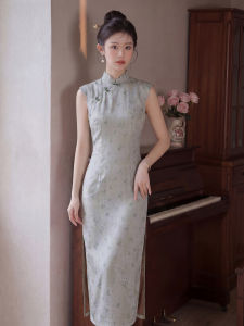 Sleeveless Cheongsam Dress Front Opening with Side Zipper
