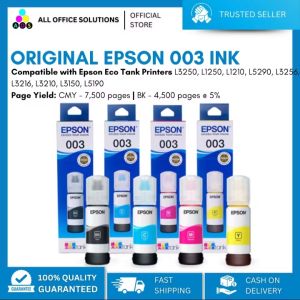Original Epson 003 Ink Bottle C13T00V for L1110/L1210-50/L3110-16/L3250-56/L3150-56/ L5190/5290 Printers
