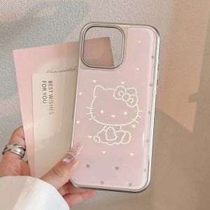 Gold Drip Sweet Heart Cat Phone Case for Apple 17 Air iPhone 16 pro Max Silicone Drop Glue 15 plus Pink 14 13 12 11 Huawei Mate70 Womens New Samsung S23 S25 S24