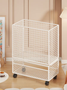 Modern Minimalist Yoga Mat Storage Basket with Wheels for Living Room Sports Equipment Storage Basket Badminton Basketball