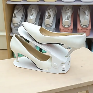 ชั้นวางรองเท้าสองชั้น ชั้นวางรองเท้าแบบรวมสำหรับหอพัก/บ้าน ตู้เก็บรองเท้า/ชั้นวางเก็บของ ชั้นวางรองเท้าแบบปรับระดับได้ ที่เก็บของพับเก็บได้ประหยัดพื้นที่