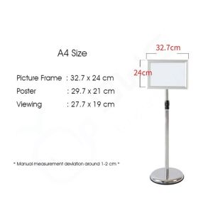  【Local shipment】Adjustable sign stand Poster Display Sign Stand Holder A3/A4 Silver / Gold / BlackAdjustable sign stand Poster Display Sign Stand Holder  Silver / Black Round Corner/Right Angle Easy Snap Frame