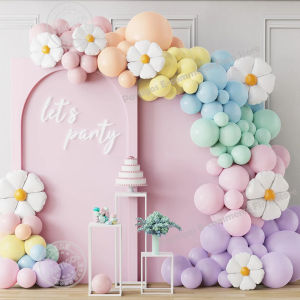Daisy Balloon Garland Arch Kit Macaron Candy Colored Balloons Girls Princess Birthday Party Wedding Decor Baby Shower Supplies