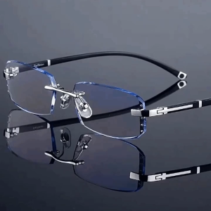 YUDESHUI Rimless Cut‑Edge Reading Glasses Anti‑Blue Light Presbyopia Eyeglasses Ultralight Comfortable Readers for Men Women