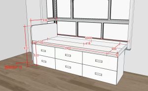 Window bay storage bed single size customize singapore