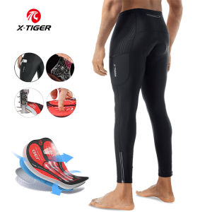 X-TIGER กางเกงขี่จักรยาน 5D เจลเบาะขี่จักรยานกางเกงรัดรูปผู้ชาย TMB จักรยานเสือหมอบกางเกงยาวฤดูใบไม้ผลิฤดูใบไม้ร่วงขี่จักรยานเสื้อผ้า