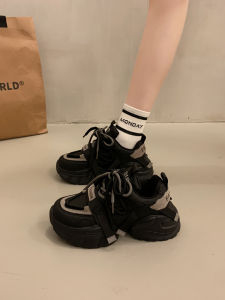 MIFULIAN | Height Increasing Thick Soled Dad Shoes Black