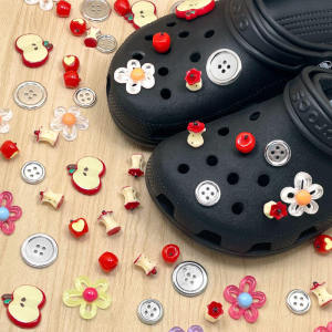 Fit Crocs Hole Shoes Red Apple Shoe Ornament Accessories Zhibi Star Carlochi DIY Shoe Buckle Accessories Decorative Buckle Women