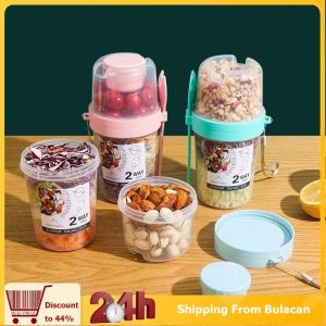1pcs Breakfast Nut Yogurt Salad Cup Food Storage Box Seal Container Set Sauce Cup with Fork Food Mug