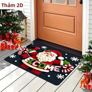 Tấm Thảm Chào Mừng Giáng Sinh VIKAMA Thảm Trải Lối Vào Chống Trượt Hình Ông Già Noel Hoạt Hình Trang Trí Nhà Cửa Lễ Hội Cho Lối Vào Hiên Nhà - Polyester
