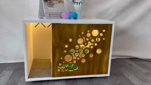 SIZE S - NHÀ VỆ SINH CAO CẤP CHO MÈO RÁP SẴN NGĂN MÙI  CHỐNG VĂNG CÁT CÓ SẴN ĐÈN LED DÂY CVS04- THƯƠNG HIỆU ROYAL CAT