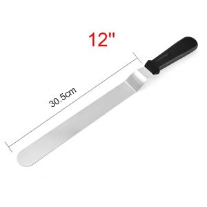 1PC Stainless Steel Cake Scraper 6/8/10/12 inch Plastic Handle Straight Curved Cream Spatula Baking Cake Cutter