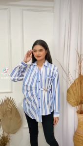 QWFASHION1-YV 3122 - BAJU ATASAN WANITA TERBARU - KEMEJA KERJA WANITA JUMBO - BLOUSE KEMEJA