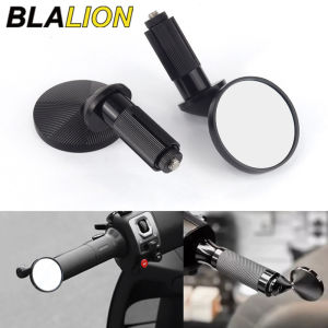 BLALION 2pcs Motorcycle Rear View Mirrors Round 7/8" Handle Bar End Foldable Motorbike Side Mirrors For Cafe Racer New Universal