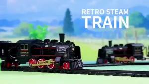 Electric Train Track Retro Steam Locomotive Rail Train with Smoke High-Speed Railway Parking Lot Model Kid Birthday Xmas Gifts