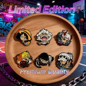 Bandai | Cute Japanese Anime One Piece Boy Cartoon Enamel Pins Set 6pcs Fashion Lapel Badges Brooches for Coats Mens Jewelry Gift