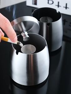 ASBAK ROKOK STAINLESS ANTI SLIP DENGAN PENUTUP ASBAK ANTI ANGIN STAINLESS STEEL TEBAL TAHAN PANAS