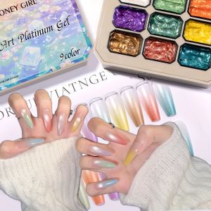 1pc Pearlescent Solid Nail Polish Pat Gel Transfer Printing Gradient Aurora Gel UV&LED Nail Art Creation Party DIY Y2K INS