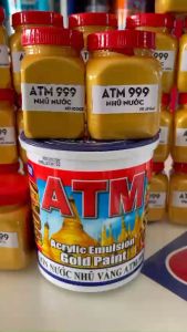 Sơn nước nhũ vàng ATM 999 (Chiết hũ 100ml/200ml).. Dùng sơn tường sơn tượng sơn chậu vv...