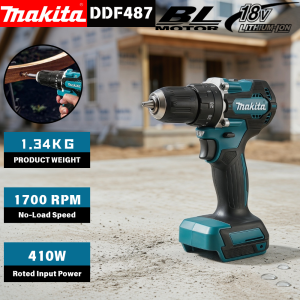 Makita | Makita DDF487 18V Lithium Brushless Hand Drill Driver Ergonomic Cordless Gear For Hardware Mounting Repairs