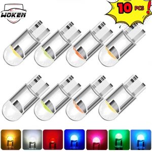 【WOKEN】10PCS Car LED T10 W5W COB Glass Core Reading Dome Light Multifunctional Width Light Signal Integrated Light 7 Color Wedge License Plate Light
