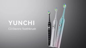 YUNCHI C3 Sonic Electric Toothbrush 5 Modes IPX7 Waterproof USB Rechargeable 8 Replacement Brush Heads Travel Case & Dust Cap