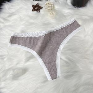 กางเกงชั้นในสตรีผ้าฝ้ายแท้สไตล์ฝรั่งเศสเซ็กซี่ระบายอากาศได้ดี กางเกงชั้นในสตรีสำหรับออกกำลังกาย โยคะ ไร้ตะเข็บ ขอบลูกไม้ กางเกงชั้นในสตรี