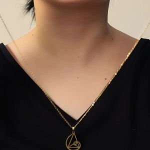 Geometry Circle Triangle Fibonacci Spiral Pendant Necklace Golden Ratio Hollow Stainless Steel Women Choker Necklace Jewelry