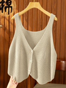 Loose Short Knitted V-Neck Open Cardigan Womens Vest Spring Autumn Fashion Outerwear Shoulder Pad Asymmetrical Design