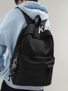 กระเป๋าเป้สะพายหลังผู้ชายสไตล์อเมริกัน ทรงเรขาคณิต ป้องกันน้ำ 32x14x44 เซนติเมตร กระเป๋าเป้สะพายหลังนักเรียนมัธยมปลาย