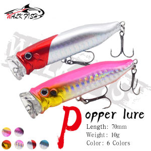 WALK FISH 1Pcs 7cm 10g Popper Lure Topwater Bait Freshwater Bass Wave Simulation Fishing Wobblers Surface Hard Artificial Bait