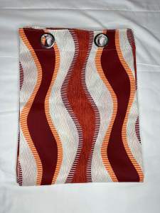 Orange Curtain Printed & Plain Spiral Design with Ring Holes